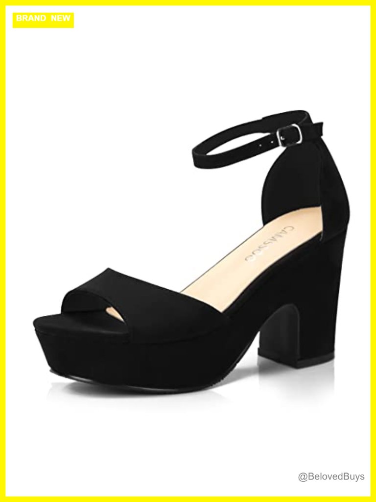 Womens Platform Chunky Heel Open Toe Ankle Strap Sandals Wedges Non-Slip